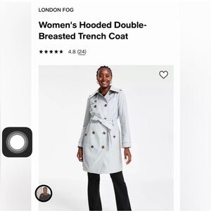 london fog hooded double breasted trench coat